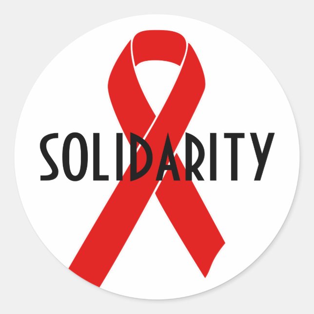 Sticker Rond Ruban de sensibilisation rouge + votre message (Devant)