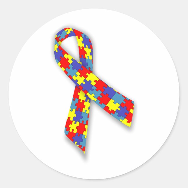 Sticker Rond Ruban de sensibilisation sur l'autisme (Devant)