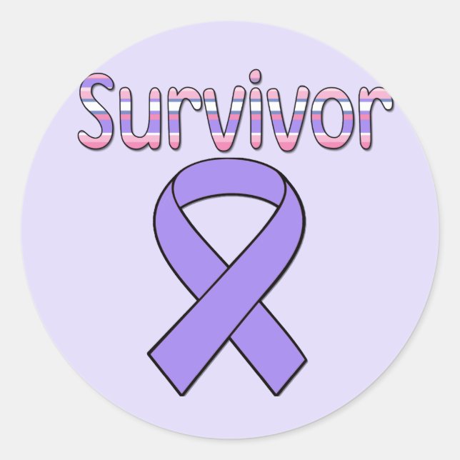 Sticker Rond Ruban de survivant violet (Devant)