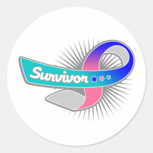 Sticker Rond Ruban de survivants du cancer thyroïdien