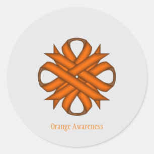 Sticker Rond Ruban de trèfle orange par Kenneth Yoncich