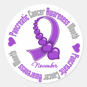 Sticker Rond Ruban des coeurs - Sensibilisation au cancer du pa