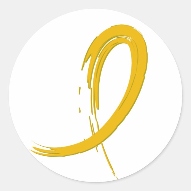 Sticker Rond Ruban d'or du cancer de l'enfance A4 (Devant)