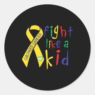 Sticker Rond Ruban d'or Fight Like Kid Sensibilisation au cance