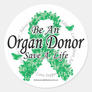 Sticker Rond Ruban du donneur d'organes de papillons