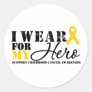 Sticker Rond Ruban du héros du cancer de l'enfance