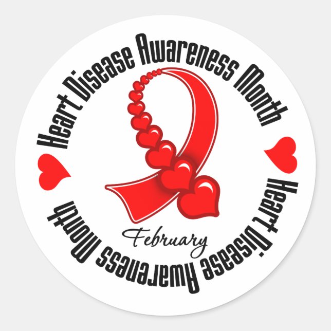 Sticker Rond Ruban du mois de sensibilisation - Maladie cardiaq (Devant)