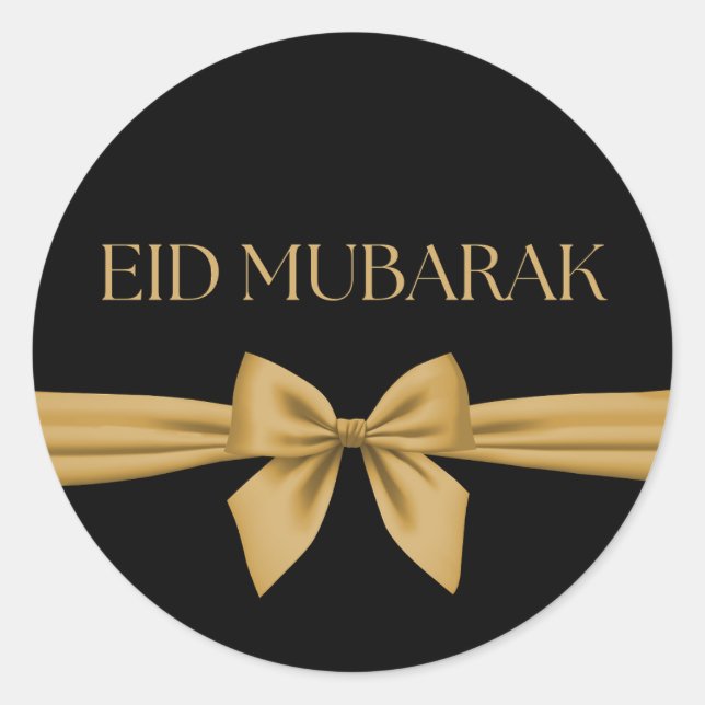 Sticker Rond Ruban en or de l'Aïd Moubarak (Devant)