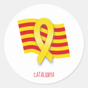 Sticker Rond Ruban et drapeau catalans