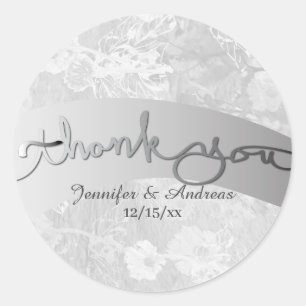 Sticker Rond Ruban fleuri Mariage "Merci"