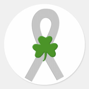 Sticker Rond Ruban gris de shamrock