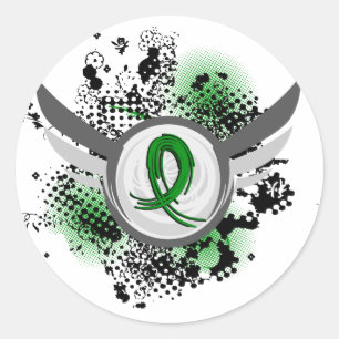 Sticker Rond Ruban grunge et lésion cérébrale traumatique TBI