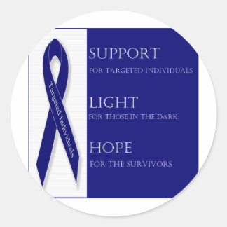 Sticker Rond Ruban Indigo. - Soutien, Lumière, Espoir. -DBI