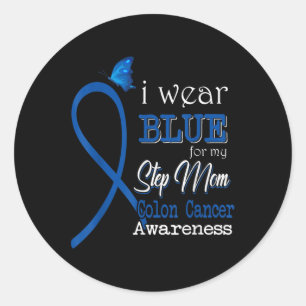 Sticker Rond Ruban Je Porte Bleu Pour Pas Maman Colon Cancer Aw