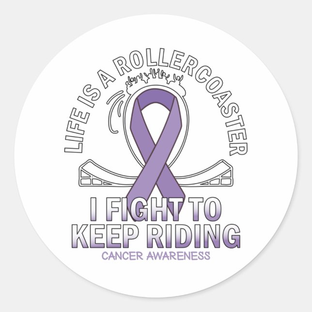 Sticker Rond Ruban lavande de sensibilisation au cancer (Devant)