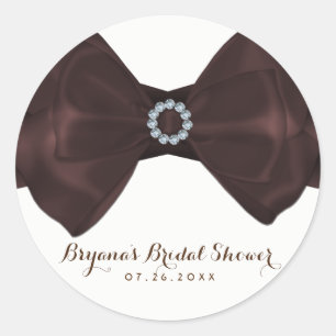 Sticker Rond Ruban marron & Diamants Élégant Chic pour une Baby
