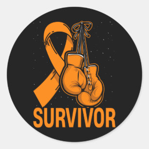 Sticker Rond Ruban orange de sensibilisation à la leucémie surv