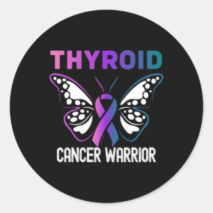 Sticker Rond Ruban papillon de sensibilisation au cancer du thy