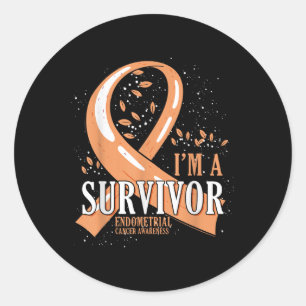Sticker Rond Ruban pêche survivant du cancer Ruban pêche cancer