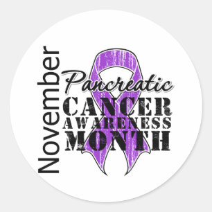 Sticker Rond Ruban pourpre - Mois de sensibilisation au cancer 