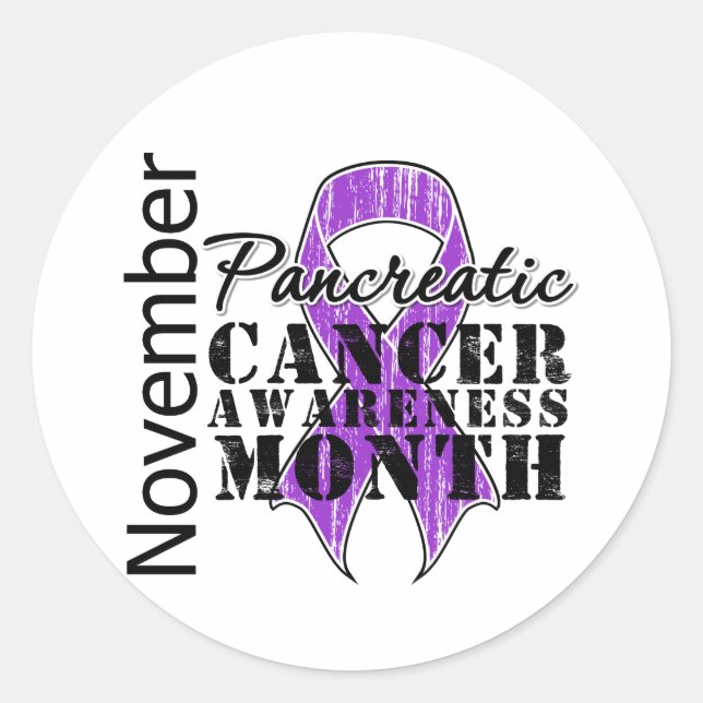 Sticker Rond Ruban pourpre - Mois de sensibilisation au cancer  (Devant)