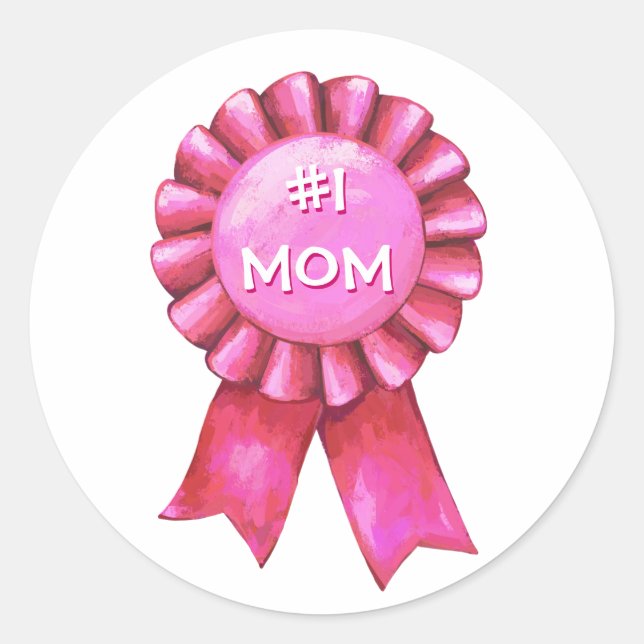 Sticker Rond Ruban rose #1 Maman (Devant)
