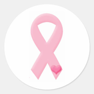 Sticker Rond Ruban rose avec coeur