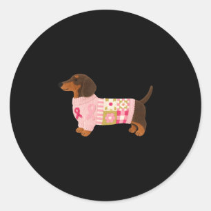 Sticker Rond Ruban rose de Dachshund pour la sensibilisation au