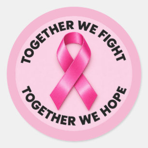 Sticker Rond Ruban Rose de Sensibilisation au Cancer du Sein
