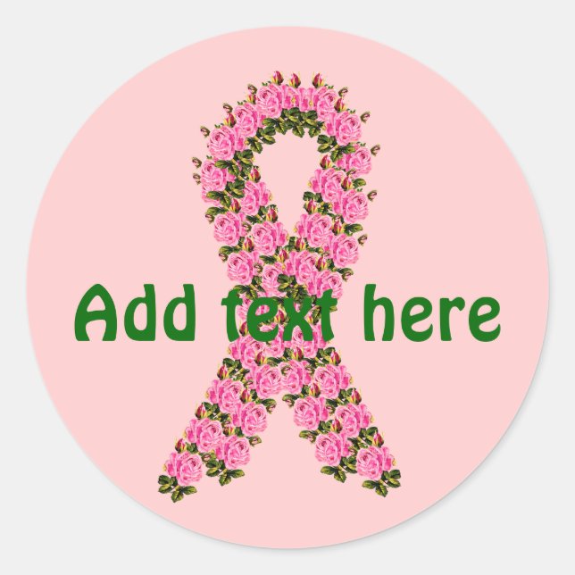 Sticker Rond Ruban rose fait de roses roses roses (Devant)