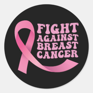 Sticker Rond Ruban Rose Femmes Sensibilisation au Cancer du Sei