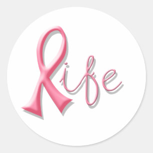 Sticker Rond Ruban rose vie