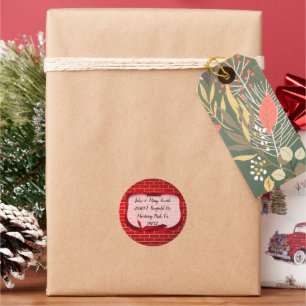 Sticker Rond Ruban rouge pour Noël en brique