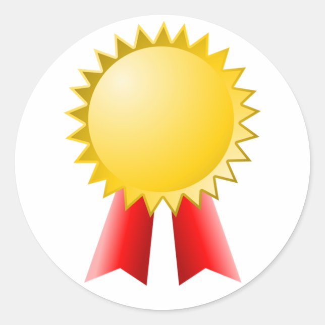 Sticker Rond ruban rouge vierge et or star award (Devant)