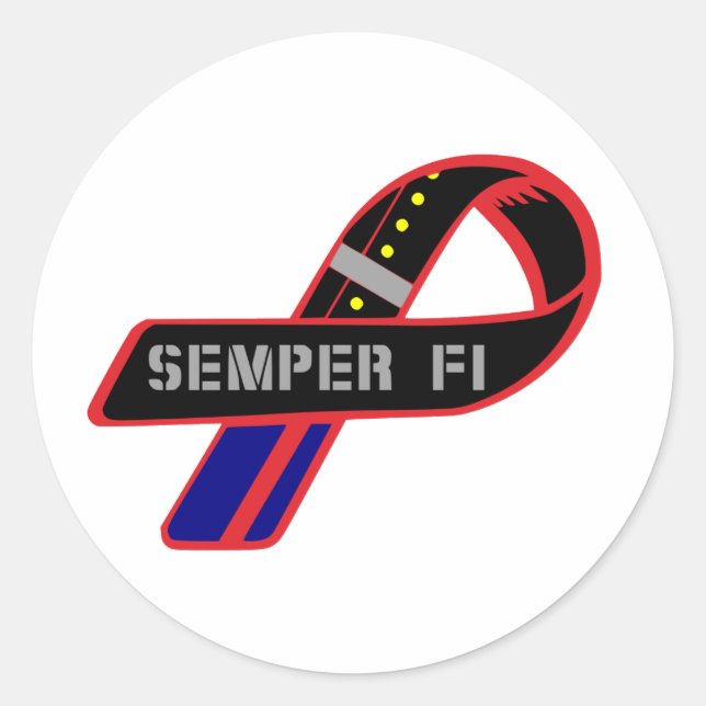 Sticker Rond Ruban Semper Fi (Devant)