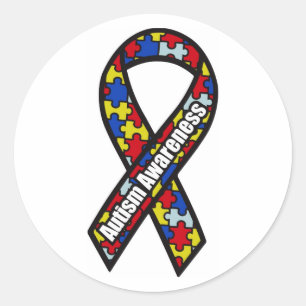 Sticker Rond Ruban sensibilisation sur l'autisme
