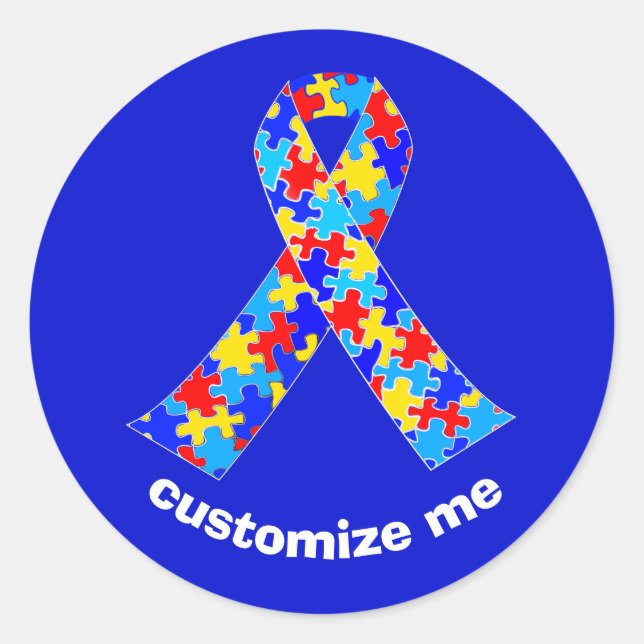 Sticker Rond Ruban Sensibilisation sur l'autisme personnalisé (Devant)