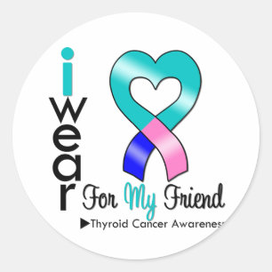Sticker Rond Ruban Thyroïde Cancer Pour Mon Ami