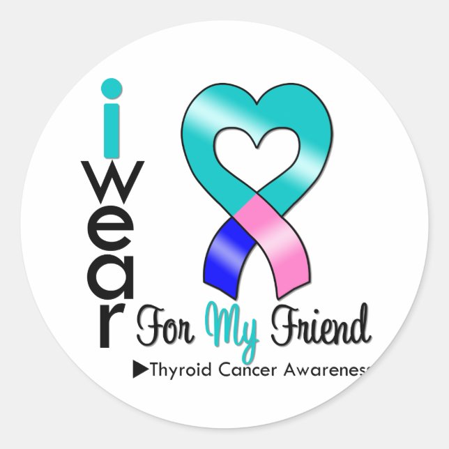 Sticker Rond Ruban Thyroïde Cancer Pour Mon Ami (Devant)