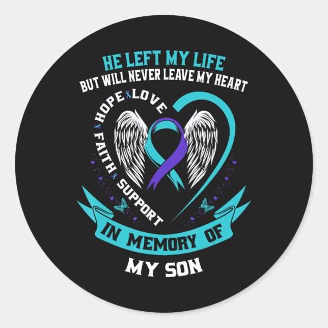 Sticker Rond Ruban turquoise et violet de sensibilisation au su (Devant)