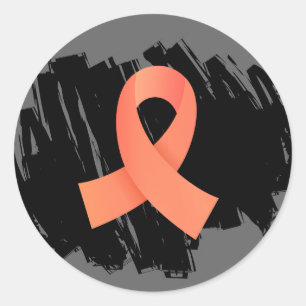 Sticker Rond Ruban utérin de pêche de Cancer avec le