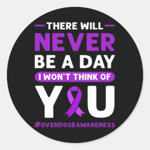 Sticker Rond Ruban Violet. Sensibilisation aux surdoses 2