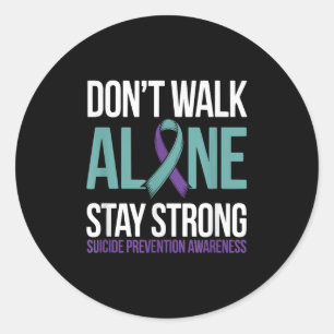 Sticker Rond Ruban Violet Turquoise de Prévention du Suicide Su