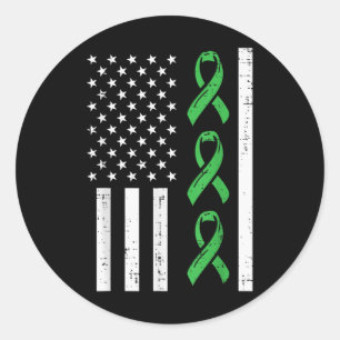 Sticker Rond Rubans de santé mentale Amérique Drapeau Sensibili