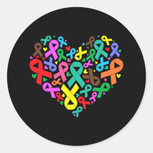 Sticker Rond Rubans de sensibilisation Soutien cardiaque