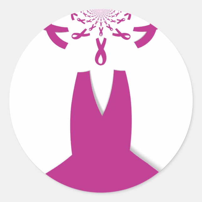 Sticker Rond Rubans rose Cancer du sein Sensibilisation Art Imp (Devant)