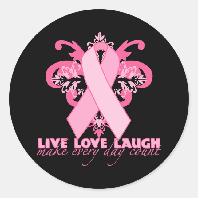 Sticker Rond Rubans roses tous les jours (Devant)
