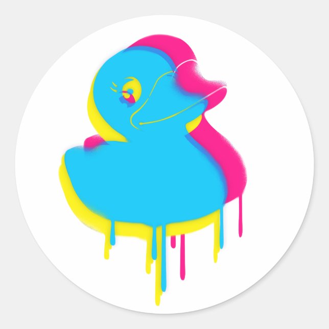 Sticker Rond Rubber Duck Graffiti Pop Art Rubber Ducky (Devant)