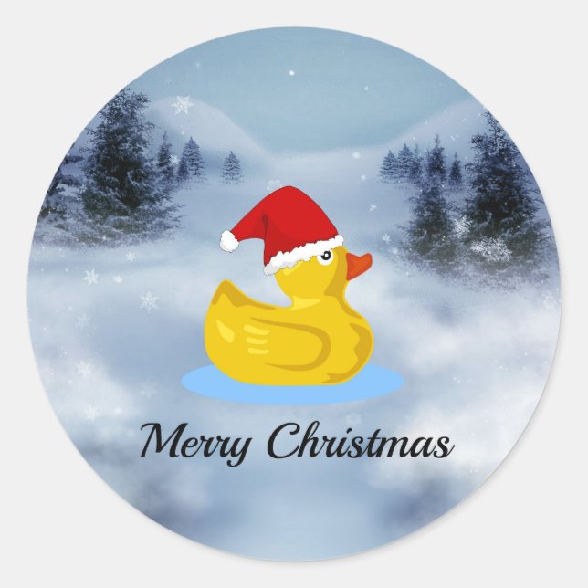 Sticker Rond Rubber Ducky Christmas Greetings (Devant)