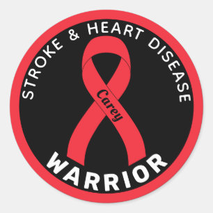 Sticker Rond Ruche et maladie cardiaque guerrier Ruban noir